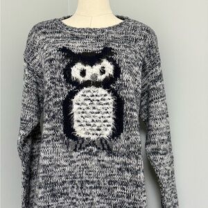 Bianca Nygård Owl Sweater Soft Cozy Knit Grey Black Women’s (No Size Tag)